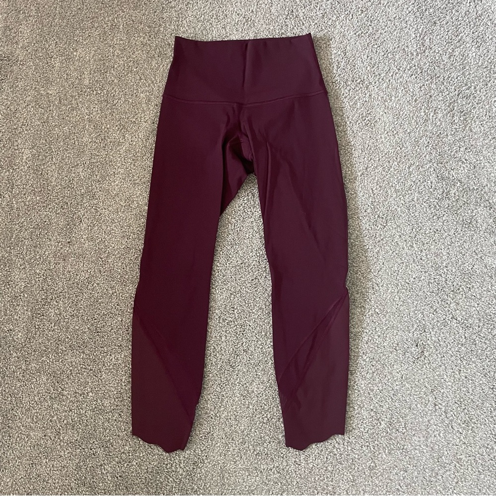 lululemon athletica Burgundy High-Rise Mesh Hem Cropped Leggings - Picture 2 of 6
